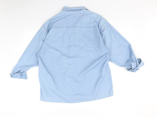 Mens UK Size M Genesis Blue Button-Up Long Sleeve Casual Shirt