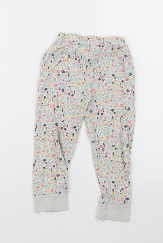 TU Girls White Floral Capri Pyjama Set Size 3-4 Years