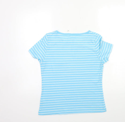 Bonmarché Womens Blue Striped Basic T-Shirt Size S