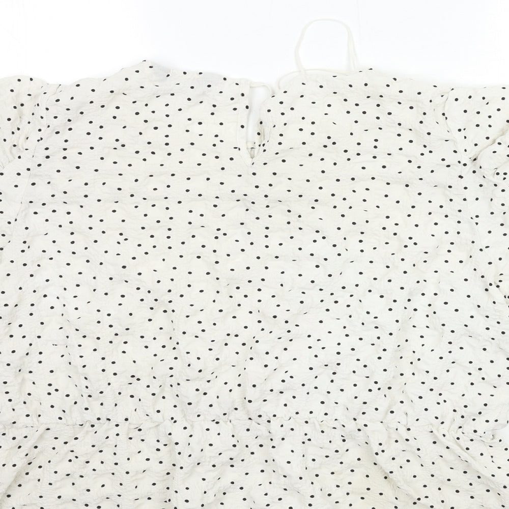 F&F Womens White Polka Dot Basic Blouse Size 10