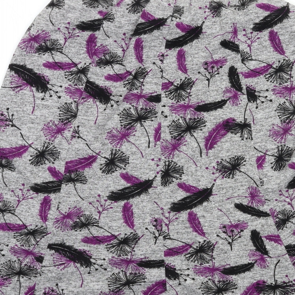 Amber Womens Grey Floral  A-Line Skirt Size 12