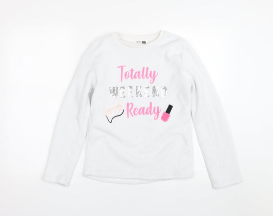 Pep&co Girls White Top Pyjama Top Size 11-12 Years