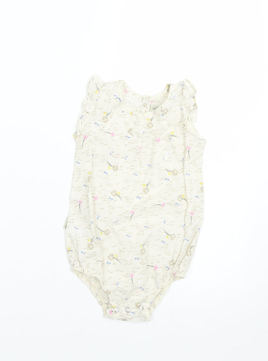 Sticky Fudge Girls Beige Floral Basic Tank Size 12-18 Months