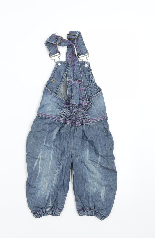 Molo Jean Girls Blue Denim Dungaree One-Piece Size 3-6 Months