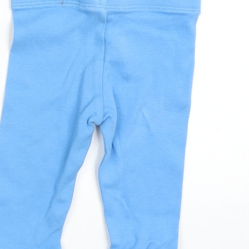 Brand and care label for F&F Baby Blue Capri Trousers, size 3-6, Months