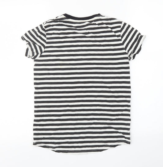Very Boys Black Striped Basic T-Shirt Size 10 Years