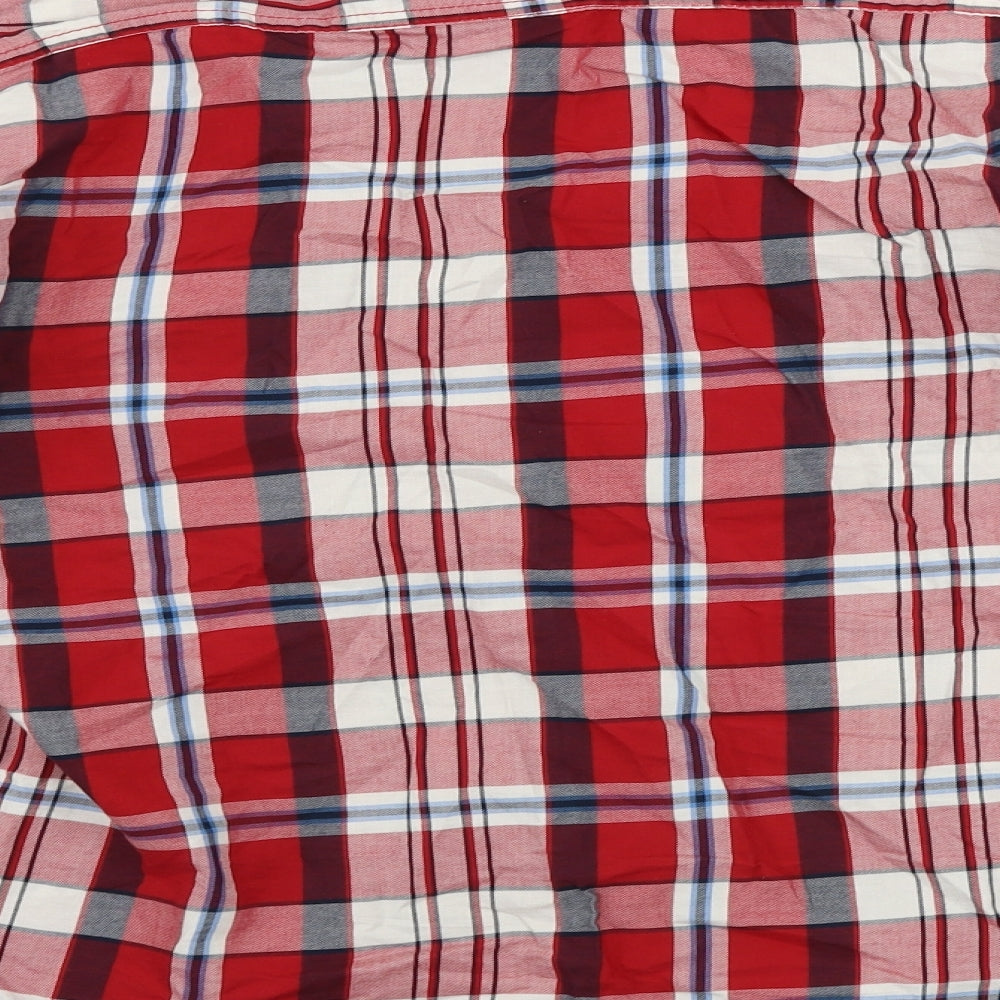 Mens UK Size S Ceader wood state Red Button-Up Long Sleeve Casual Shirt