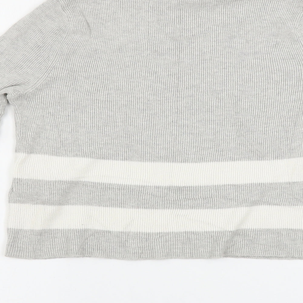 New Look Girls Grey Striped Pullover Jumper Size 11-12 Years