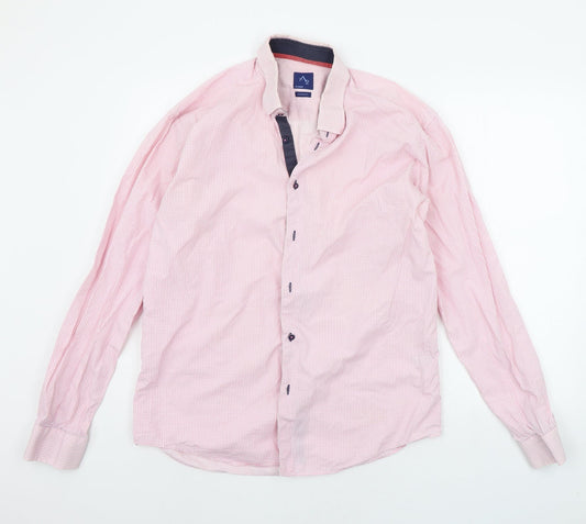 a2 BY ANDRE Mens Pink Polka Dot Button-Up Size L