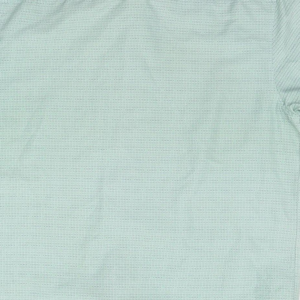 Mens UK Size L BHS Green Button-Up Short Sleeve Casual Shirt