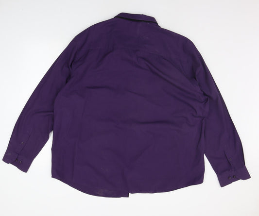 Mens UK Size XL Jacamo Purple Button-Up Long Sleeve Casual Shirt