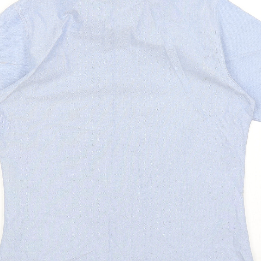 Mens UK Size M Henbury Blue Button-Up Short Sleeve Casual Shirt