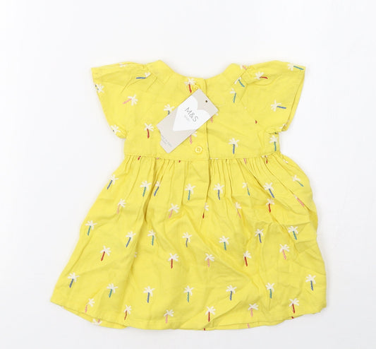 Marks and Spencer Girls Yellow Polka Dot A-Line Size 3-6 Months
