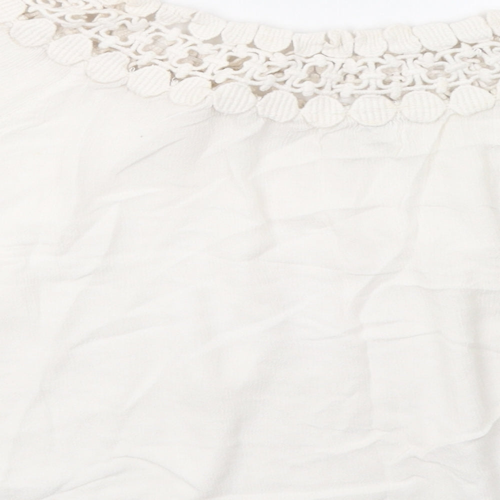 Womens UK Size 10 River Island White Basic T-Shirt