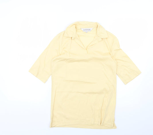 Womens UK Size XS country collection Yellow Basic Polo