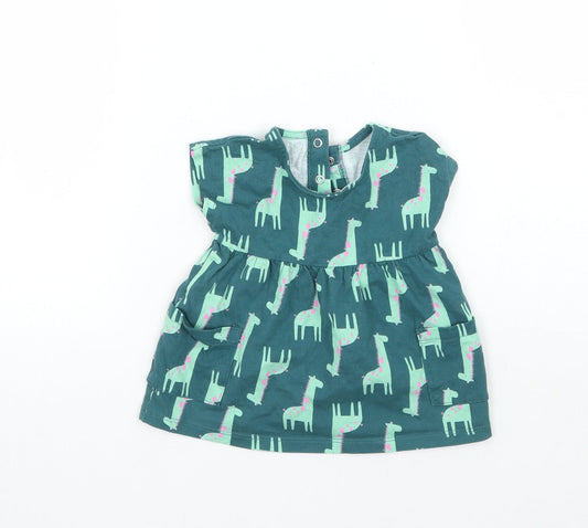 George Girls Green Animal Print Basic Blouse Size 0-3 Months