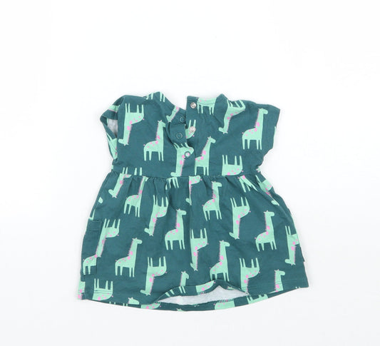 George Girls Green Animal Print Basic Blouse Size 0-3 Months