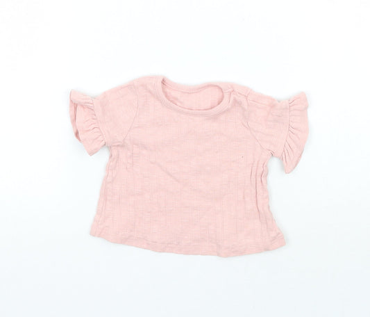 George Girls Pink Basic T-Shirt Size 0-3 Months