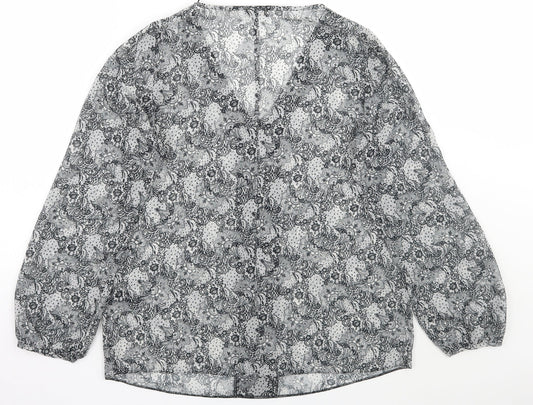 F&F Womens White Floral Basic Blouse Size 12