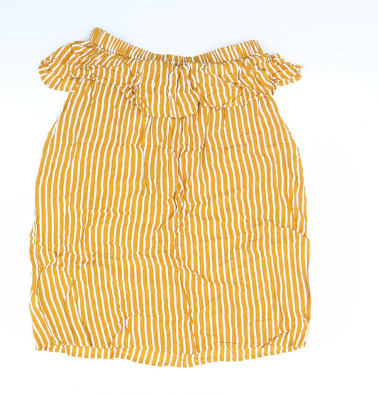 Primark Womens Yellow Striped Mini Size 14