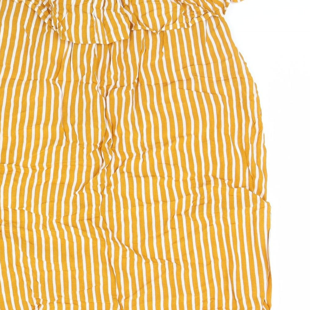 Primark Womens Yellow Striped Mini Size 14