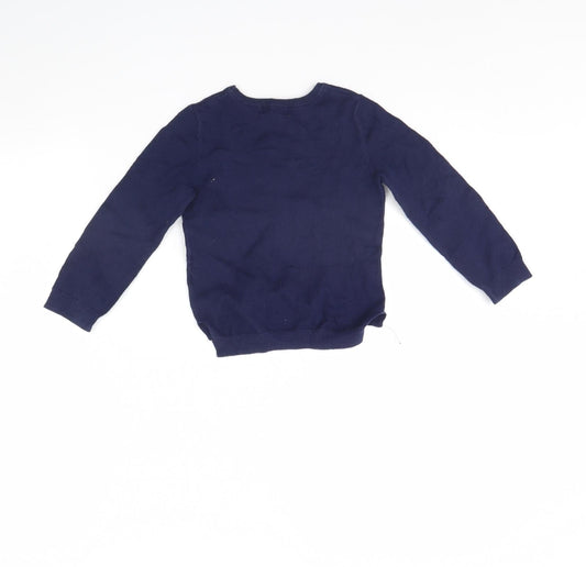 H&M Girls Blue Pullover Jumper Size 2 Years - star