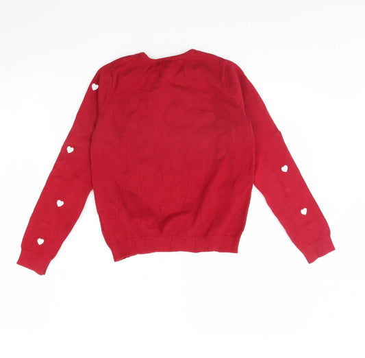 H&M Girls Red Pullover Jumper Size 8 Years