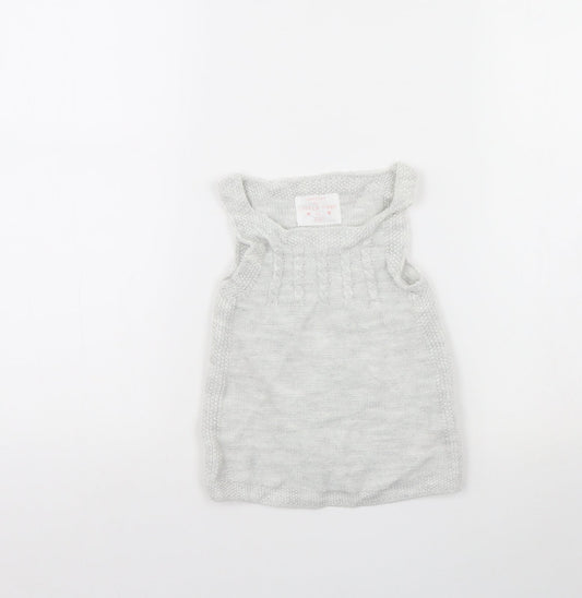 F&F Girls Grey Jumper Dress Size 9-12 Months