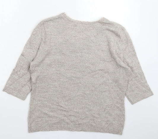 Damart Womens Grey Floral Knit Pullover Jumper Size L