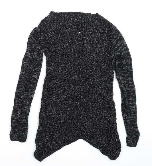 H&M Girls Black Knit Pullover Jumper Size 9-10 Years