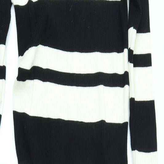 QED London Womens Black Striped Jumper Dress Size L