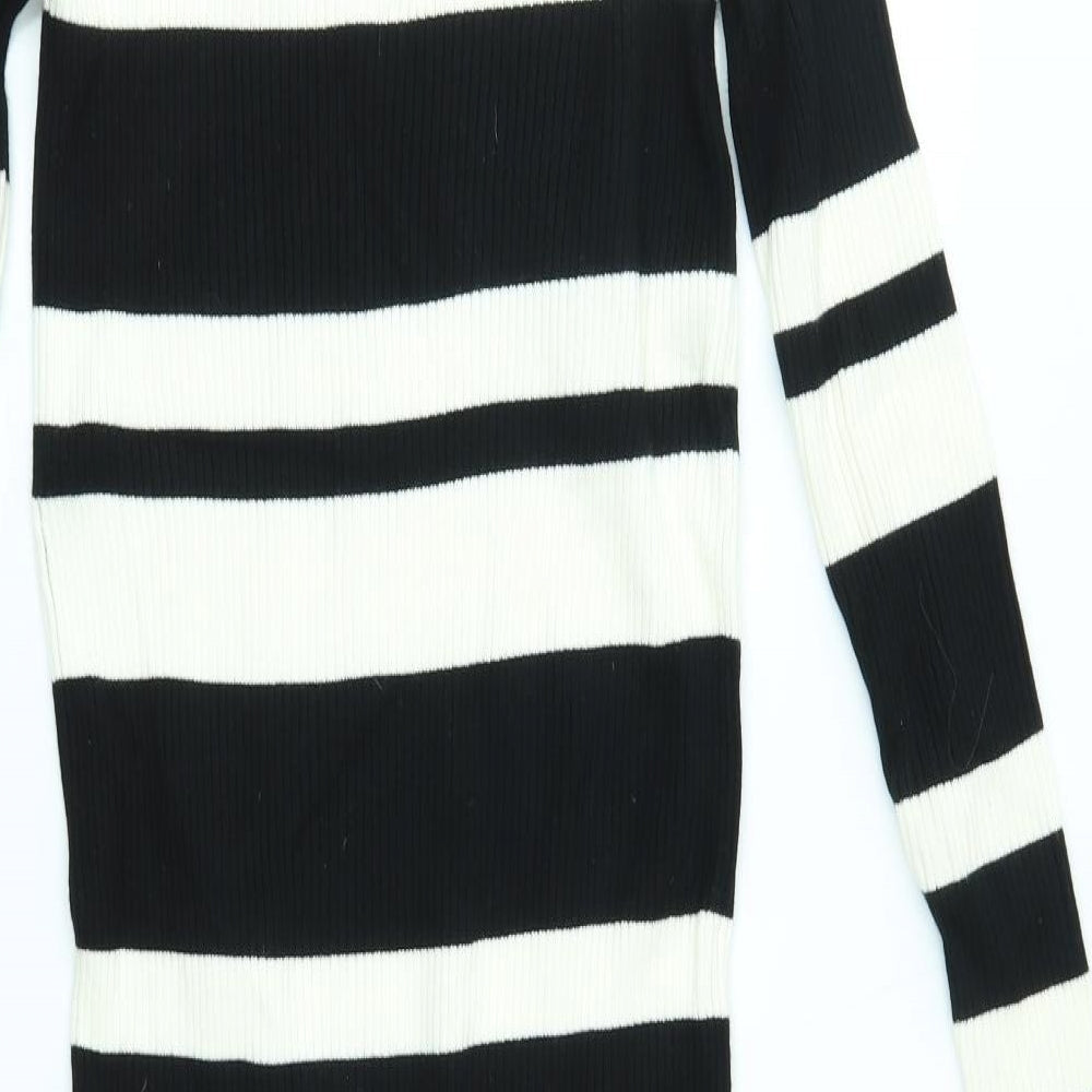 QED London Womens Black Striped Jumper Dress Size L