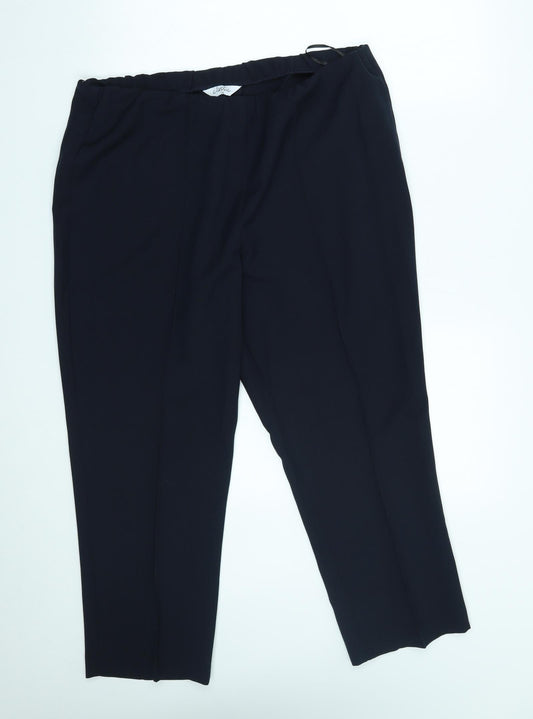 Womens UK Size 16 Classic Regular Fit Capri Blue Trousers