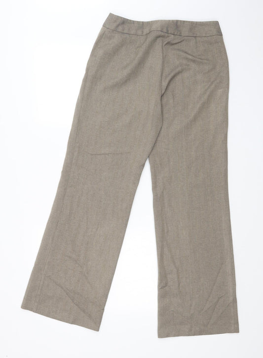 M&S Womens Brown Check Dress Pants Trousers Size 10 L30 in
