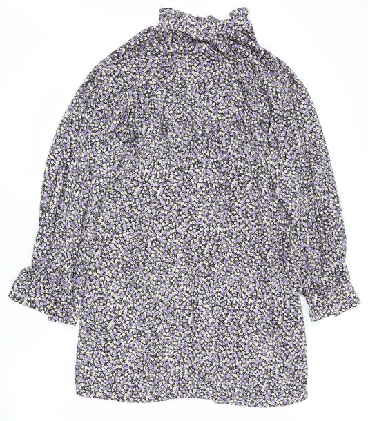 VERO MODA Womens Black Floral A-Line Size 12