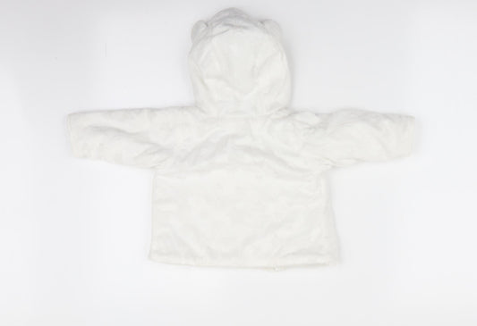 Babaluno Girls White Geometric Overcoat Coat Size 3-6 Months