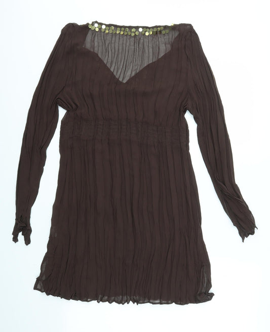 Preworn Womens Brown A-Line Size M - SHEER