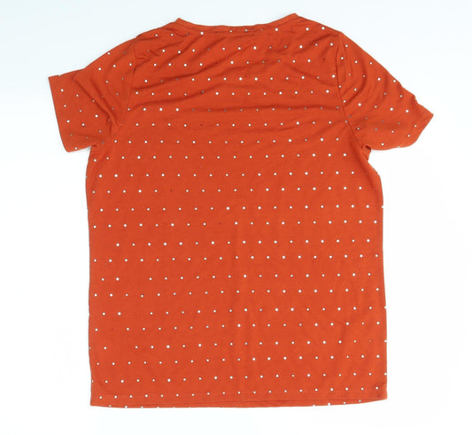 LOVE TEES Womens Orange Basic T-Shirt Size 14