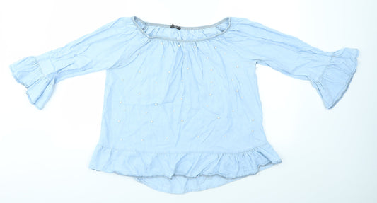 Womens UK Size M Quiz Blue Basic Blouse