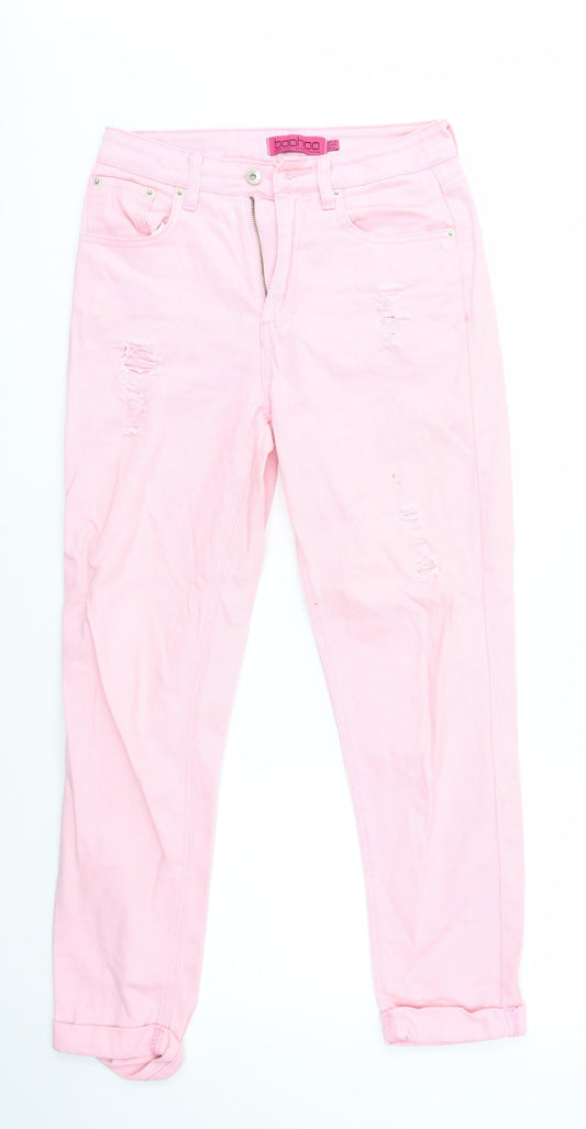 Boohoo Womens Pink Straight Jeans Size 10 L26 in