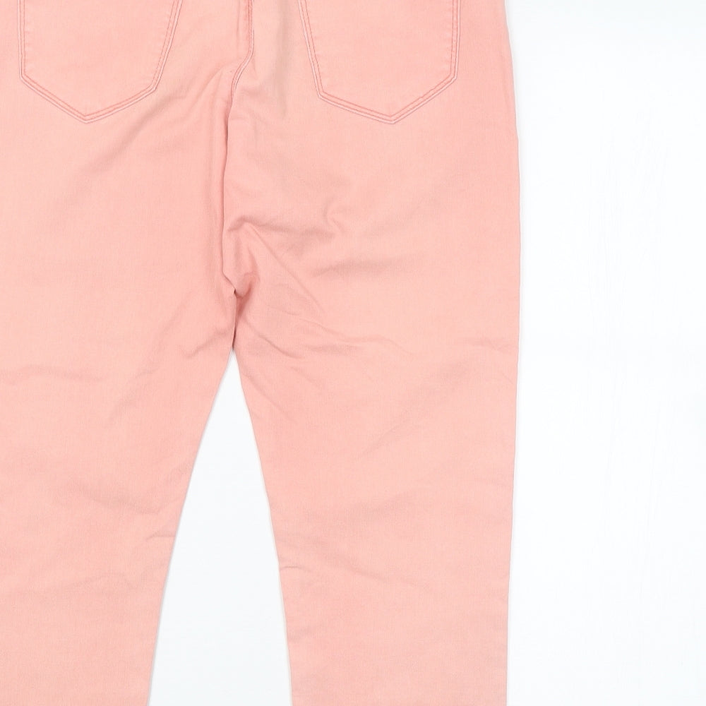 Womens UK Size Preworn Regular Fit Cropped Pink Jeans