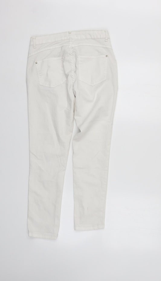 Select Womens White Floral Denim Straight Jeans Size 10 L28 in