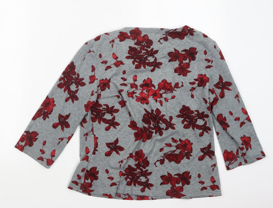 EWM Womens Grey Floral Pullover Jumper Size 12