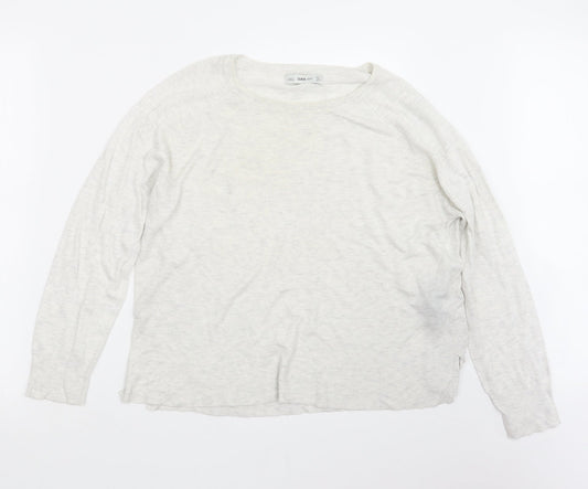 Womens UK Size L Zara Knit White Pullover Jumper