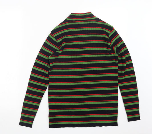 Classic Sports Womens Green Striped Knit Pullover Jumper Size 12