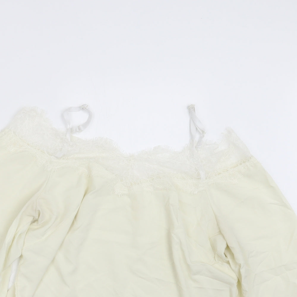Womens UK Size M Preworn Ivory Basic Blouse