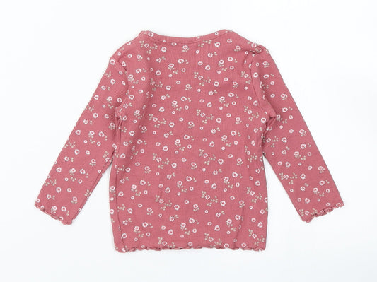 NEXT Girls Pink Floral Basic T-Shirt Size 3-6 Months - lettuce edging