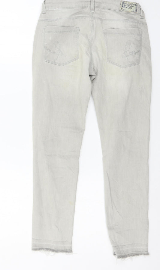 George Gina & Lucy Girls Grey Denim Skinny Jeans Size 13 Years - distressed