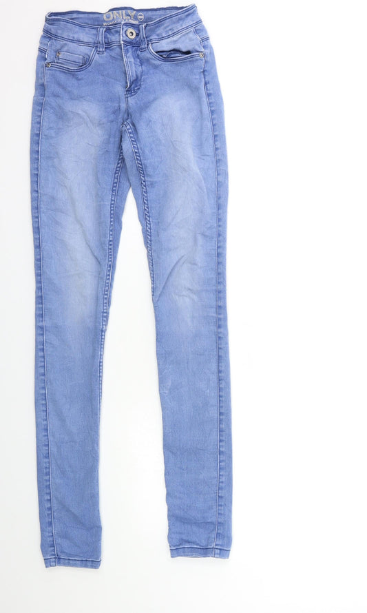 Additional front view of Only women’s blue denim skinny jeans, size XS, 32.5-inch leg