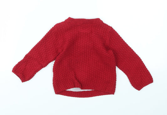 F&F Boys Red Argyle/Diamond Pullover Jumper Size 3-6 Months